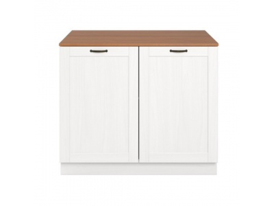 Balcão para pia de cozinha com duas portas na cor branco lavado com honey / coleção Alma	